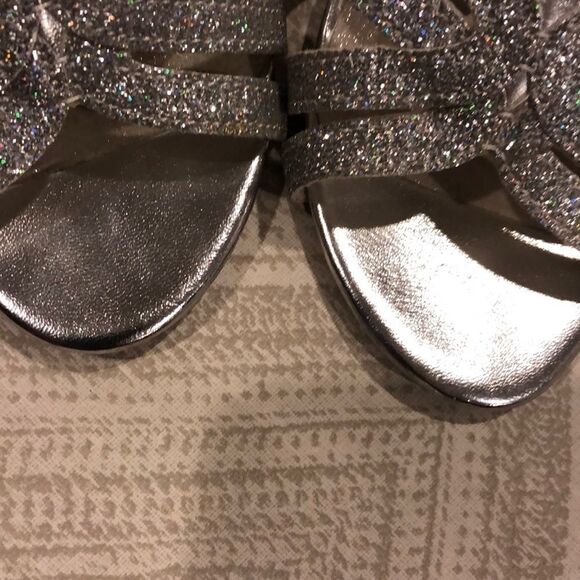Stuart Weitzman Silver Glitter Girl Dressy Sandals - Picture 8 of 8
